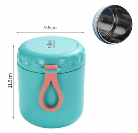 Caserola termica din inox, inchidere ermetica, termos, lingurita inclusa, capacitate 430ml [1]