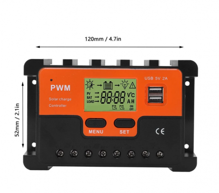 Controller tensiune pentru panou solar KZ040, 24V, 40 A, LCD [4]
