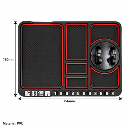 Covoras multifunctional pentru bord, anti-alunecare, suport telefon,  Afisare numar telefon, Negru [4]