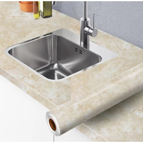 Tapet si Folii Autoadezive - Folie Autoadezivă Marmură Bej 60x300 cm – Design Elegant pentru Mobilier și Bucătărie