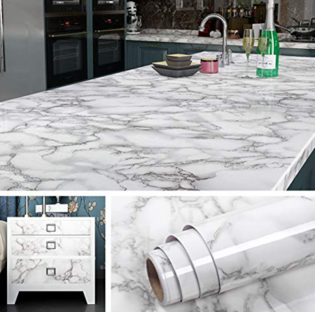 Folie autocolanta tip marmura alba, 60 x 300 cm, lavabila, BZRSH® [5]