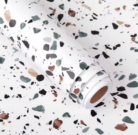 Folii reflexive - Folie Autocolanta TopBazar pentru Bucatarie, Tip Sticker Autoadeziv, pentru Blat, Mobila, Perete, diverse suprafete, Alb multicolor, 60 x 500 cm, lavabila, foarte rezistenta, usor de curatat