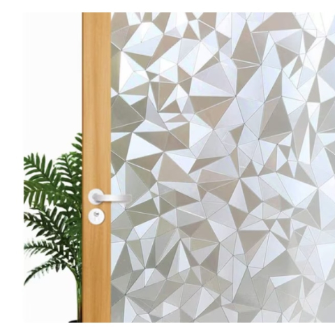Folie decorativa vitrostatica pentru geam, 45 x 300 cm, Anti-UV, protectie vizuala si intimitate, TopBazar, model triunghi [1]