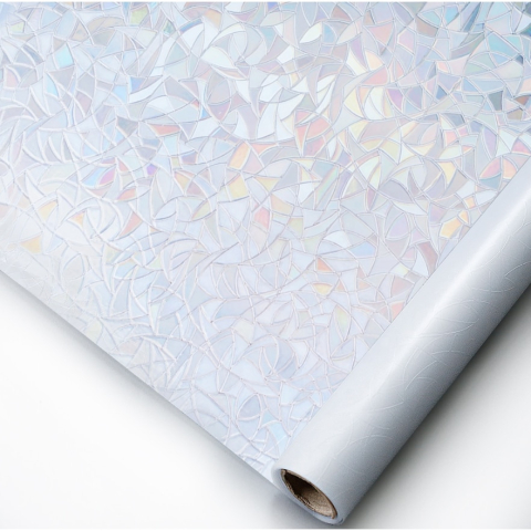 Folie decorativa vitrostatica pentru geam, 45 x 300 cm, Anti-UV, protectie vizuala si intimitate, TopBazar, model triunghi [3]