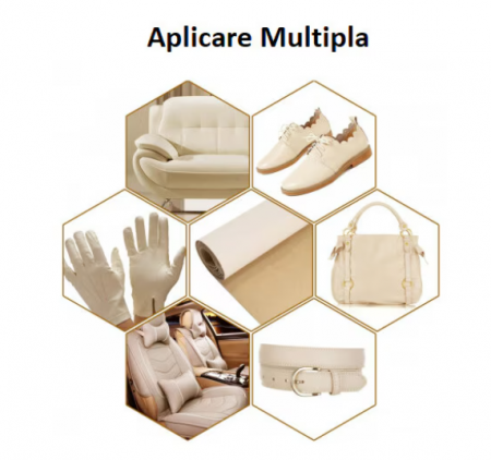 Folie din Piele Ecologica Autoadeziva pentru Reconditionare si Retapitare Canapea, Scaun, Interior Auto, Usor de Aplicat, Rezistenta si Durabila, Rola 75 x 250 cm, Crem, TopBazar [4]