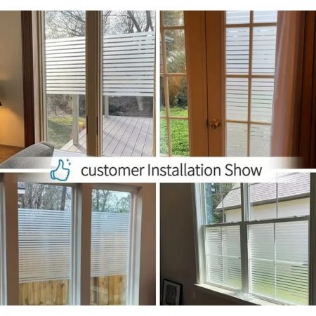 Folie mata pentru geam, tip sablare, model cu dungi, protectie vizuala si intimitate, 60x300cm, TopBazar [2]