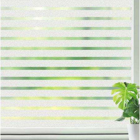 Tapet si Folii Autoadezive - Folie mata pentru geam, tip sablare, model cu dungi, protectie vizuala si intimitate, 60x300cm, TopBazar