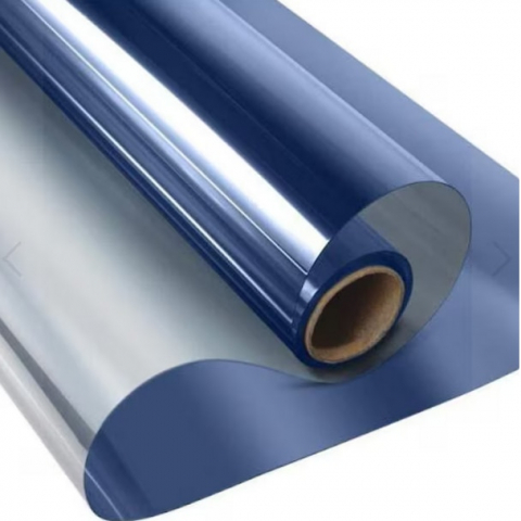 Folii reflexive - Folie Reflexiva Pentru Geamuri, montare pe interior cu Efect de Oglinda si Protectie Solara UV, Albastru, 45 x 300 cm, TopBazar