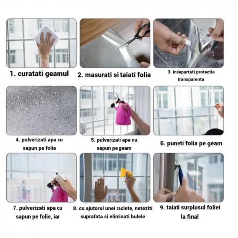 Folie Reflexiva Pentru Geamuri, montare pe interior cu Efect de Oglinda si Protectie Solara UV, Albastru, 45 x 300 cm, TopBazar [1]