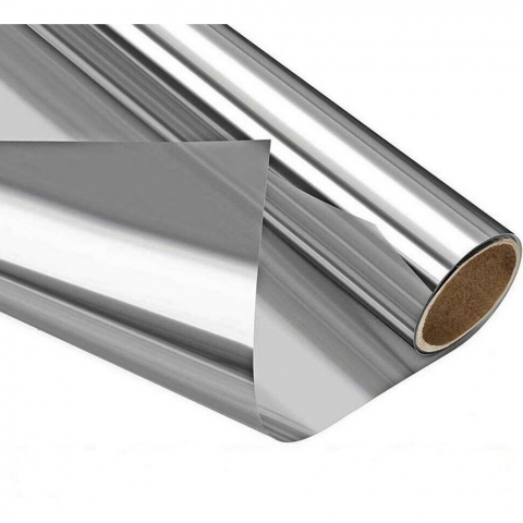 Folii reflexive - Folie Reflexiva protectie Geamuri termopan, montare pe interior cu Efect de Oglinda si Protectie Solara UV, Argintie, 45 x 300 cm, TopBazar