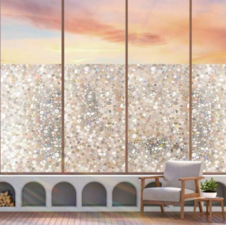 Folie semi-transparenta pentru geam cu efect 3D lucios,  imitatie piatra, autoadeziva, 60 x 300 cm [3]