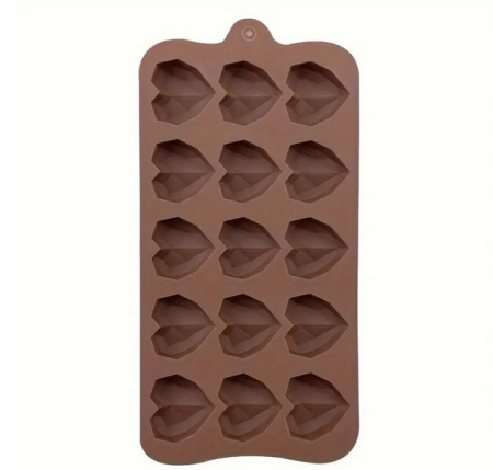 Casa si gradina - Forma din Silicon pentru bomboane de ciocolata sau Cuburi de Gheata, model cu Inimioare 21 x 10.5 cm, Maro, TopBazar