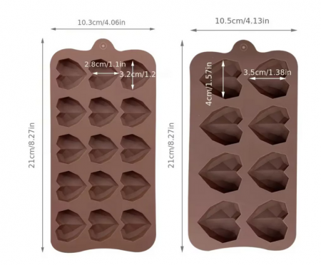 Forma din Silicon pentru bomboane de ciocolata sau Cuburi de Gheata, model cu Inimioare 21 x 10.5 cm, Maro, TopBazar [3]