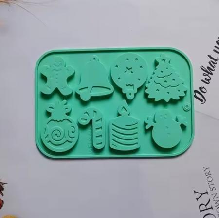 Forma din Silicon pentru Ciocolata de Casa, Bomboane, Jeleuri sau Cuburi de Gheata, Tematica Craciun, Roz, 18.5 x 12.8 x 0.7 cm, TopBazar [1]