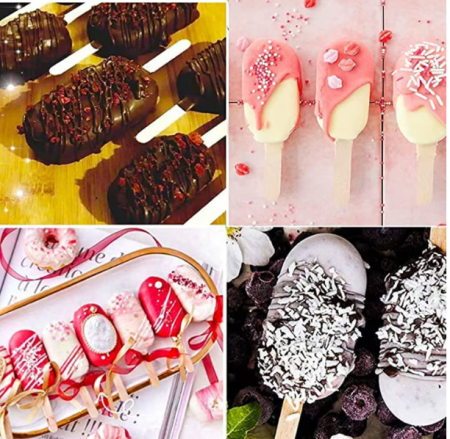 Forma inghetata cu 3 compartimente, din silicon alimentar, 50 de bete, Forma ovala, Mov, 19 x 11 cm, TopBazar [4]