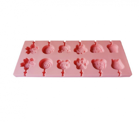 Forma silicon 12 cavitati, Diverse modele, Acadele din ciocolata sau Acadele din zahar, Roz, 25.2 x 10.2 cm, TopBazar [3]