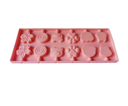 Forma silicon 12 cavitati, Diverse modele, Acadele din ciocolata sau Acadele din zahar, Roz, 25.2 x 10.2 cm, TopBazar [1]