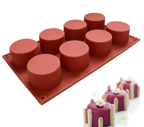 Forme de silicon pentru copt - Formă silicon 8 cavități 6x6 cm pentru prăjituri, briose, termorezistenta, antiaderenta