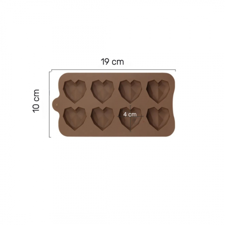 Forma Silicon Inimioare pentru ciocolata, bomboane, TopBazar, decorare, 19 x 10 cm, Maro [1]