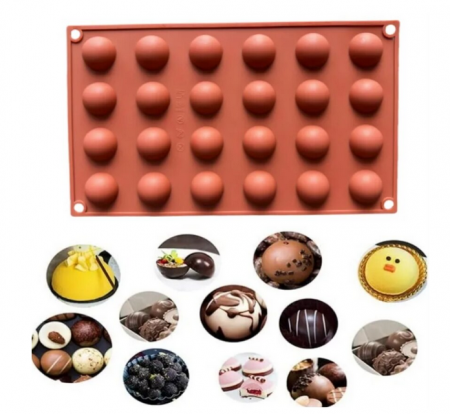 Forma silicon pentru bomboane si praline din ciocolata, semisfere, 28 x 17 cm, TopBazar [1]