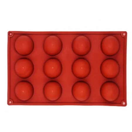 Casa si gradina - Forma Silicon pentru ciocolata, bomboane, prajituri, TopBazar, 12 semisfere, 28 x 17 cm, Maro