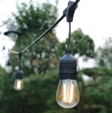 Ghirlanda LED cu Panou Solar si 10 de Becuri Incluse, interconectabile,  10 m cu 10 becuri LED Filament 2W 3000K, alb cald, BZRSH [7]