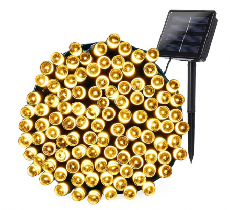 Instalatii - BZRSH Ghirlanda Luminoasa Solara Gradina 10m 100 LED Alb Cald Exterior
