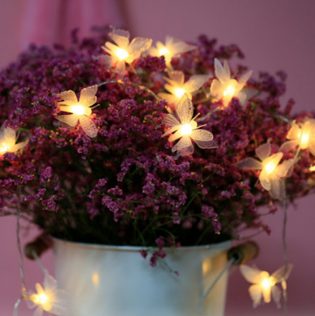 Instalatie de exterior cu incarcare solara 50 LED 5 metri cu fluturi alb cald [1]