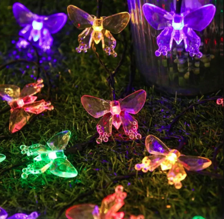 Lumini pentru gradina cu incarcare solara 50 LED 5 metri cu fluturi multicolori [2]