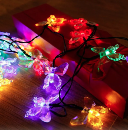Iluminat - Lumini pentru gradina cu incarcare solara 50 LED 5 metri cu fluturi multicolori