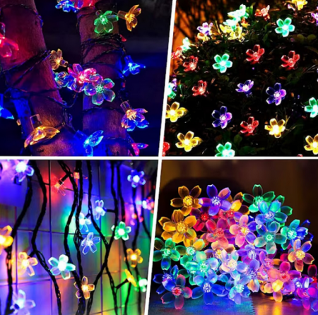 Instalatie Lumina de gradina cu incarcare Solara Flori de Cires cu 50 LED-uri, multicolor, 5m [4]