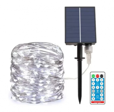 Lampi solare - BZRSH Instalatie Luminoasa Solara Cupru 30m 300 LED 8 Efecte Telecomanda IP65