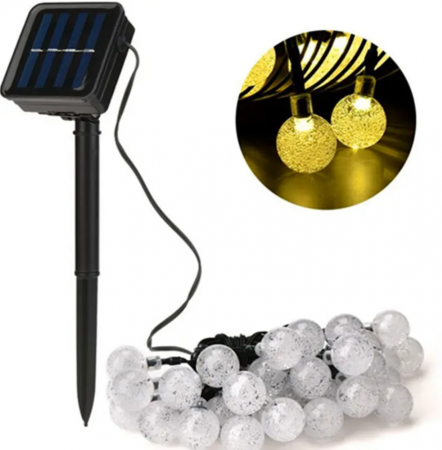 Instalatii - Instalatie solara de gradina, 30 becuri LED, alb cald, lungime 5 metri
