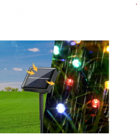 Instalatie solara decorativa, Craciun, panou solar, 30 m, 300 LED-uri, culoare Multicolora, BZRSH, telecomanda, 8 moduri de iluminare [2]