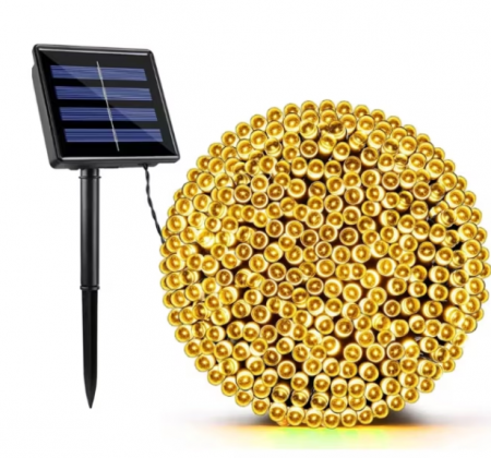 Instalatii - Instalatie solara decorativa, Incarcare solara, 30 m, 300 LED-uri, Alb cald, BZRSH