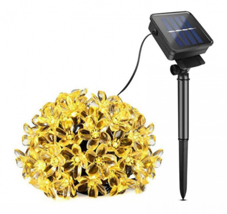 Instalatii - Instalatie Solara Gradina Flori de Cires cu 50 LED-uri, alb cald