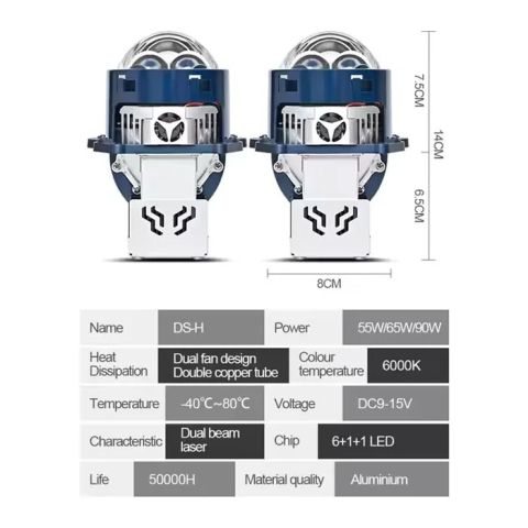 Set lupe BI LED Laser 3.0 Inch K-25 Faza scurta / lunga 150w/225W 36000LM,Driver incorporat [4]
