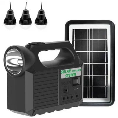 Auto - Kit solar GD-8017 portabil cu 3 becuri, 8000mAh,  incarcare telefon