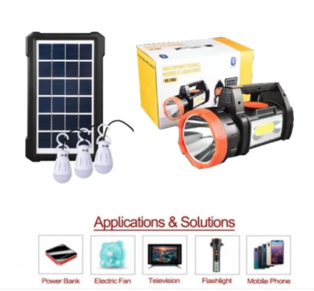 Kit solar portabil lanterna, 3 becuri, Mp3, Radio, USB, panou solar 8000mAh [2]