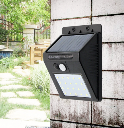 Lampă LED cu incarcare solară cu senzor de miscare și panou extern 30LED  IP65 [1]