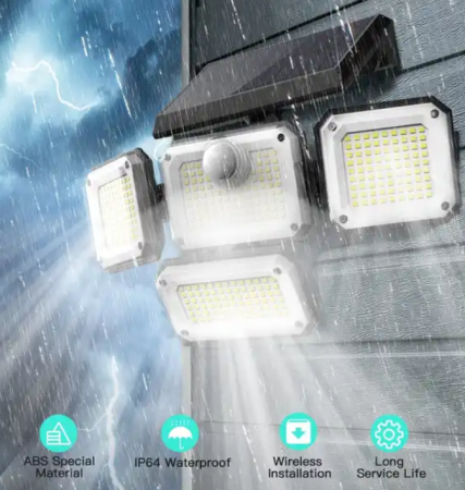 Lampa solara 233LED, 2000 Lm, 3 moduri de iluminare, telecomanda, cablu 5 metri [3]