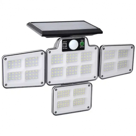 Lampi solare - Lampa solara LED cu 4 casete, 3 moduri de iluminare,  telecomanda si senzor de miscare, 30W