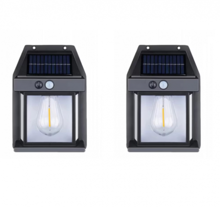 Lampa solara LED de perete cu senzor de miscare, 3 moduri de iluminare,  lumina calda [1]