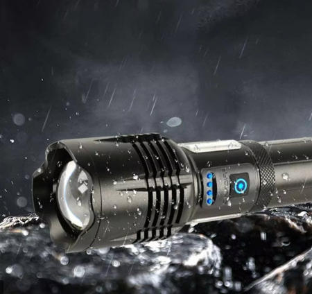 Lanterna LED BZRSH®, din aluminiu, sursa Ultra-Bright, profesionala, focus ajustabil, acumulator inclus 26650, rezistenta la apa, incarcare USB, 1000 lumeni, 3 moduri lumina, negru [5]