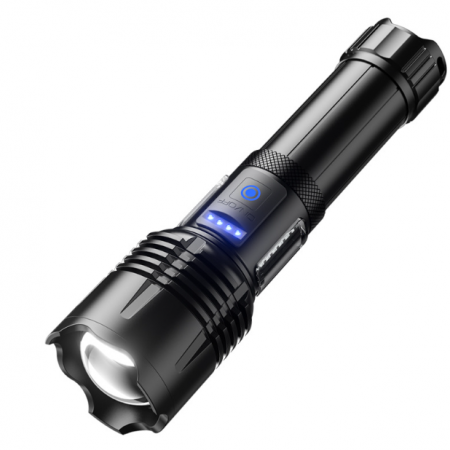 Lanterne - Lanterna LED BZRSH®, din aluminiu, sursa Ultra-Bright, profesionala, focus ajustabil, acumulator inclus 26650, rezistenta la apa, incarcare USB, 1000 lumeni, 3 moduri lumina, negru