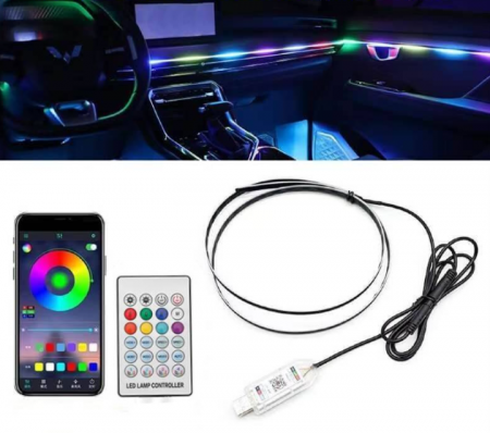 Lumina ambientala auto curcubeu, banda acrilica 110cm, mod Symphony, alimentare USB, BZRSH [1]