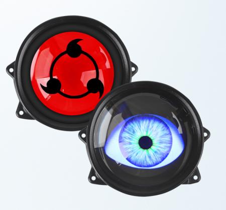 Auto - 1x Lumina dinamica Devil Eyes cu Display LED de 3 inch, 5 Moduri, control WiFi, Compatibile cu diverse modele auto, posibilitate incarcare imagine proprie sau GIF