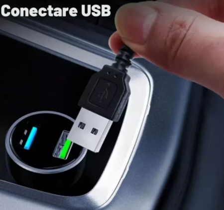 Lumini ambientale auto LED RGB, conectare USB cu telecomanda pe fir, 3 metri, BZRSH [3]