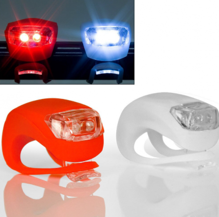 Lumini LED de siguranta bicicleta sau trotineta, 3 moduri iluminare, silicon, set 2 bucati [3]
