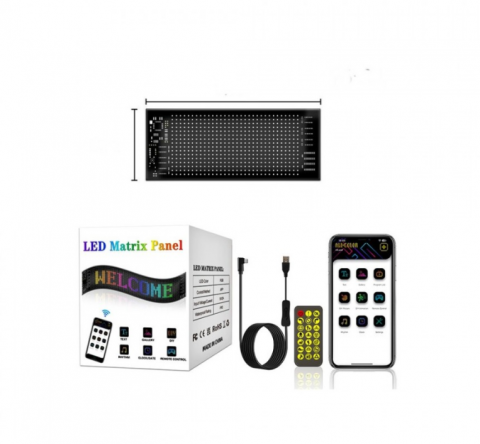 Panou afisaj Matrix LED BZRSH, flexibil, display RGB, 595x120 mm, devil eyes, ochi camion, ceas, mesaje personalizate, control aplicatie si telecomanda, conectare USB [3]